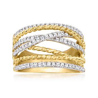 Ross-Simons Lab-Grown Diamond Highway Ring in 18kt Gold Over Sterling