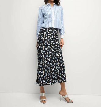 Veronica Beard Clover Skirt In Navy Multi
