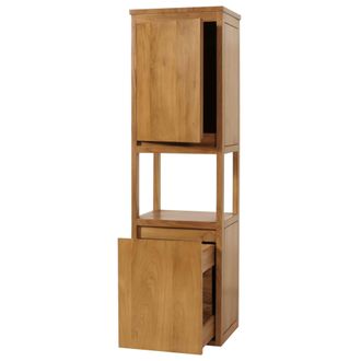 Hhg Armario Alto De Teca Hhg 496, Armario De Ba&ntilde;o Estante De Ba&ntilde;o, Teca De Grado B De Alta Calidad (duramen, 20-30 A&ntilde;os), 141x41x36cm