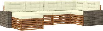 vidaXL Conjunto De Sof&aacute;s De Exterior 6 Uds. Natural Y Crema Vidaxl