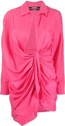 Jacquemus La robe Bahia shirt dress - women - Polyamide/Viscose - 34 - Pink