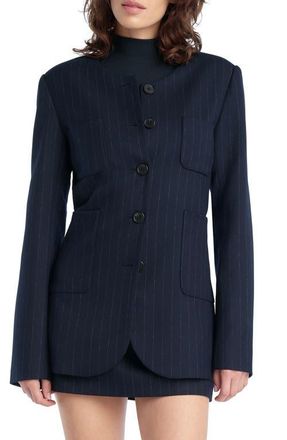 Favorite Daughter The Busy Woman Pinstripe Jacket in Navy Pinstripe at Nordstrom, Size X-Small