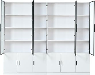 STILVORA Vitrina Con 12 Puertas De Cristal Y Led, Armario De Almacenaje Con Cierre Suave Para Salon, Mdf, Blanco