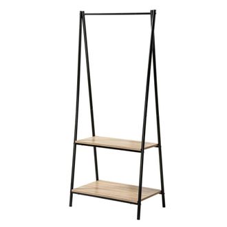 Calicosy Perchero 2 baldas estilo industrial - Negro y efecto madera