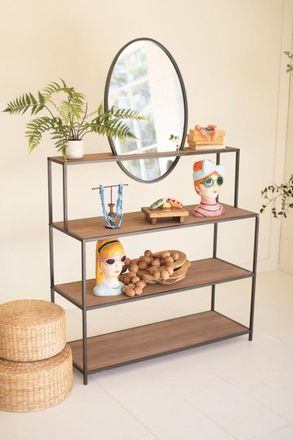 Kalalou Metal And Wood Display Shelves With Mirror