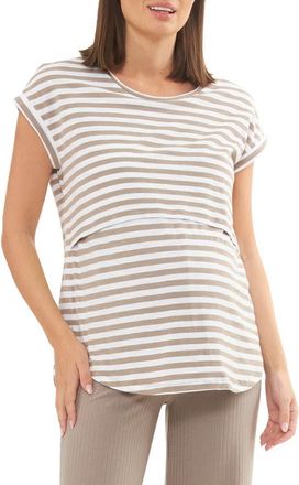 Ripe Lionel Nursing Tee in Taupe/white at Nordstrom, Size Xx-Large