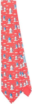 Hermès 2000s windmills-print silk tie - men - Silk - One Size - Red