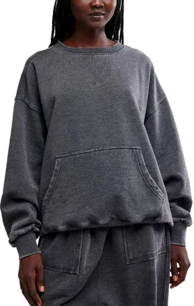 Free People Intimately FP Slow It Down Oversize Cotton Blend Sweatshirt in Black at Nordstrom, Size X-Small