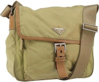 Prada Pre-owned Cross Body Bags, female, Beige, Size: ONE SIZE Pre-owned Vintage Nylon Cross Body Bag