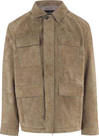 Yves Salomon Brown Suede Jacket With Classic Collar