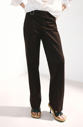 Mango Belted Straight Leg Pants in Chocolate at Nordstrom, Size 10