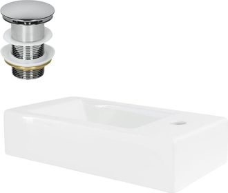 ML Design Lavabo blanco cer&aacute;mica rectangular sobre encimera 460x260mm