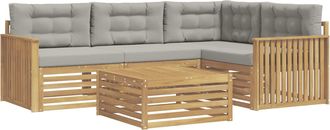 vidaXL Conjunto De Sof&aacute;s De Exterior 5 Uds. Blanco Y Gris Claro Vidaxl