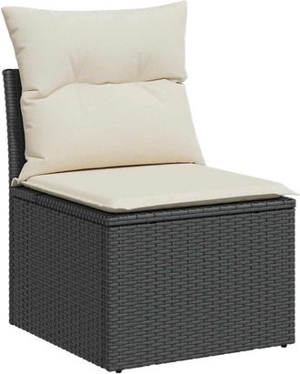 vidaXL Silla De Jard&iacute;n Sin Reposabrazos Con Cojines Rat&aacute;n Pe Negro Vidaxl