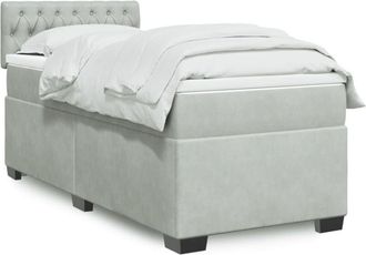 vidaXL Vidaxl - Cama Box Spring Con Colch&oacute;n Terciopelo Gris Claro 100x200 Cm