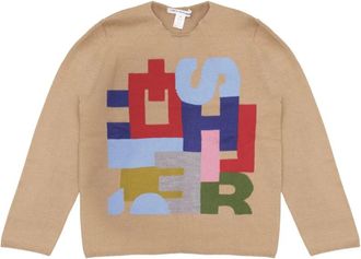 Comme Des Garçons Truien & Vesten, Heren, Beige, XL, Wol, Fp-N006-W25 Crewneck Sweater