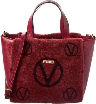 Mario Valentino Valentino By Mario Valentino Aspen Shearling & Leather Tote
