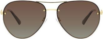 Kurt Geiger 60mm Gradient Polarized Pilot Sunglasses in Gold/brown at Nordstrom