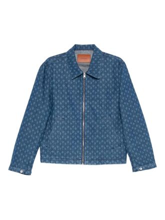 Sandro patterned zip-front denim jacket - men - Fabric - L - Blue