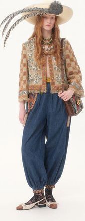 Valentino Pantaloni Baloon In Denim Chambray Ricamati Donna DENIM 36