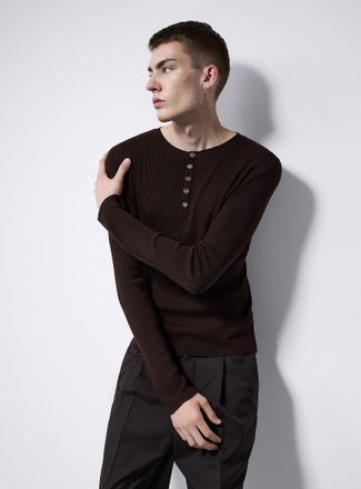 Le 31 Mens Ribbed Henley Shirt sweater Imported from Seoul