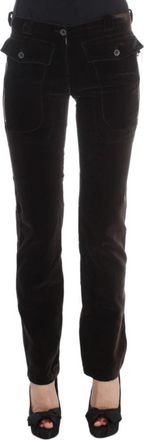 Ermanno Scervino Cotton Velvet Zippers Slim Fit Pants - Dames - Slim Fit Broeken - Bruin - XS - Katoen - Broeken