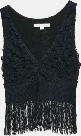 Jonathan Simkhai Jonathan Simkhai Black Jersey Fringed Sleeveless Top XS
