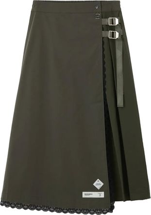 Musium Div. Midi-rok met gesp en kant - Groen