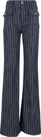 Dondup Blue T Toppa Pinstripe High-Waisted Flared Pants