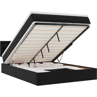 vidaXL Estructura Cama Otomana Colch&oacute;n Cuero Sint&eacute;tico Negro 140x190cm Vidaxl