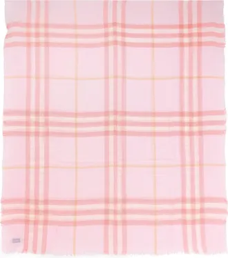 Burberry Wool Scarf With Burberry Check Motif-Donna