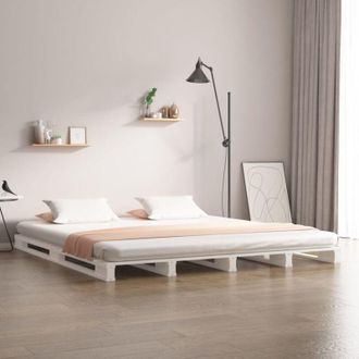 vidaXL Letto a Pallet Bianco 180x200 cm Super King in Legno Massello - Vidaxl
