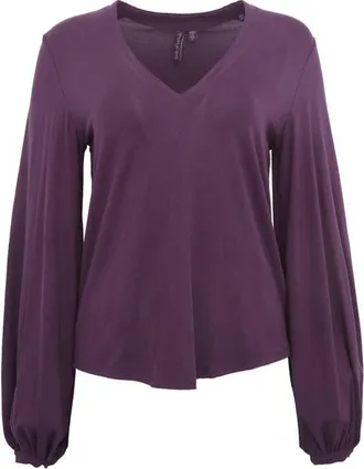Lords of Harlech Val Long Sleeve V-neck Top in Plum at Nordstrom, Size Xx-Large