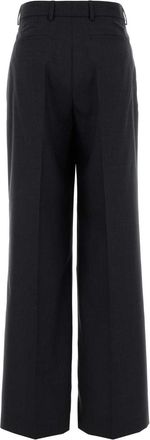 Gucci Womens Wool Wide-Leg Trousers Gray Woolmother Pearl