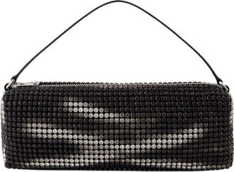 Alexander Wang Zwarte Mesh Shopper Tas met Kristallen - Dames - Handtassen - Zwart - ONE Size - Katoen - Tassen
