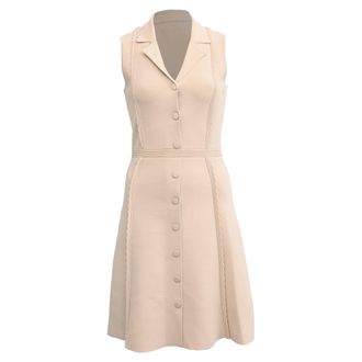 Sandro Sandro Knitted Button-Down Mini Dress in Beige Viscose
