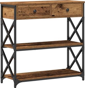 vidaXL Mesa de Consola con cajón Madera vieja 75 x 28 x 75 cm Vidaxl