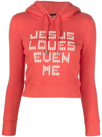 Dsquared2 slogan-print drawstring hoodie - women - Cotton - M