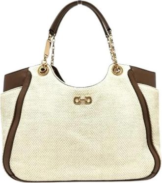 Ferragamo Pre-owned Canvas shoulder-bags - Dames - Vintage Handtas - Beige - ONE Size - Vintage
