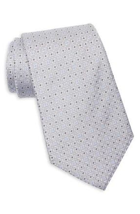 Duchamp Neat Geometric Silk Tie in Silver at Nordstrom Rack