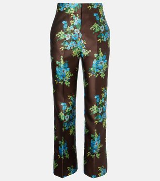 Alemais Al&eacute;mais Floral satin bootcut pants