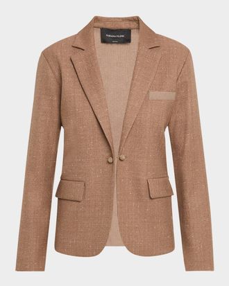Fabiana Filippi Single-Button Mixed Media Blazer