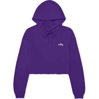 Dalix Womens Salty Midweight Fleece Cropped Hooded Sweatshirt in Team Purple at Nordstrom, Size Xx-Large