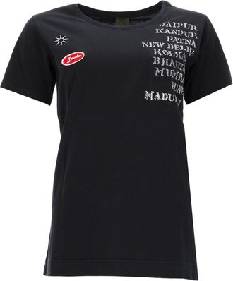 Mr & Mrs Italy Black Short-Sleeved T-Shirt with Iconic Prints