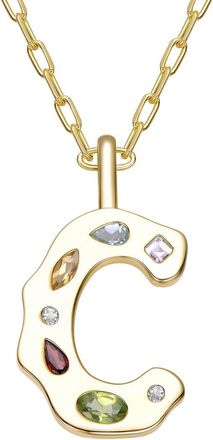 Genevive 14K Plated Cz Alphabetical Necklace