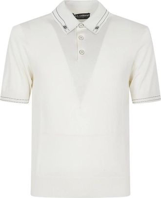 Dolce & Gabbana Zijden poloshirt - Heren - Polos - Wit - S - Tops