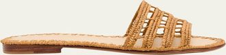 Carrie Forbes Alana Raffia Flat Slide Sandals