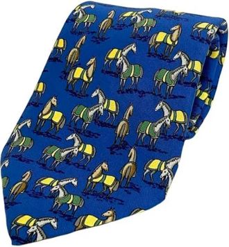 Herm&egrave;s Pre-owned Silk home-office - Heren - Vintage Accessoires - Blauw - ONE Size - Vintage