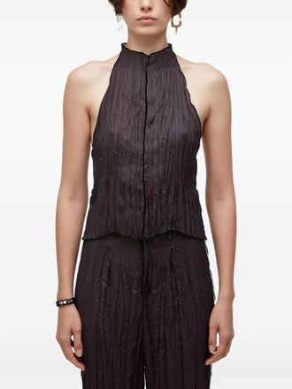 Osklen Raglan geplooide satijnen top - Zwart