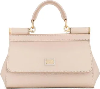 Dolce & Gabbana Tassen, Dames, Roze, ONE Size, Katoen, Kleine Sicily Handtas